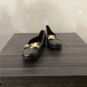 Stuart Weitzman Black Crocodile Pattern Flats